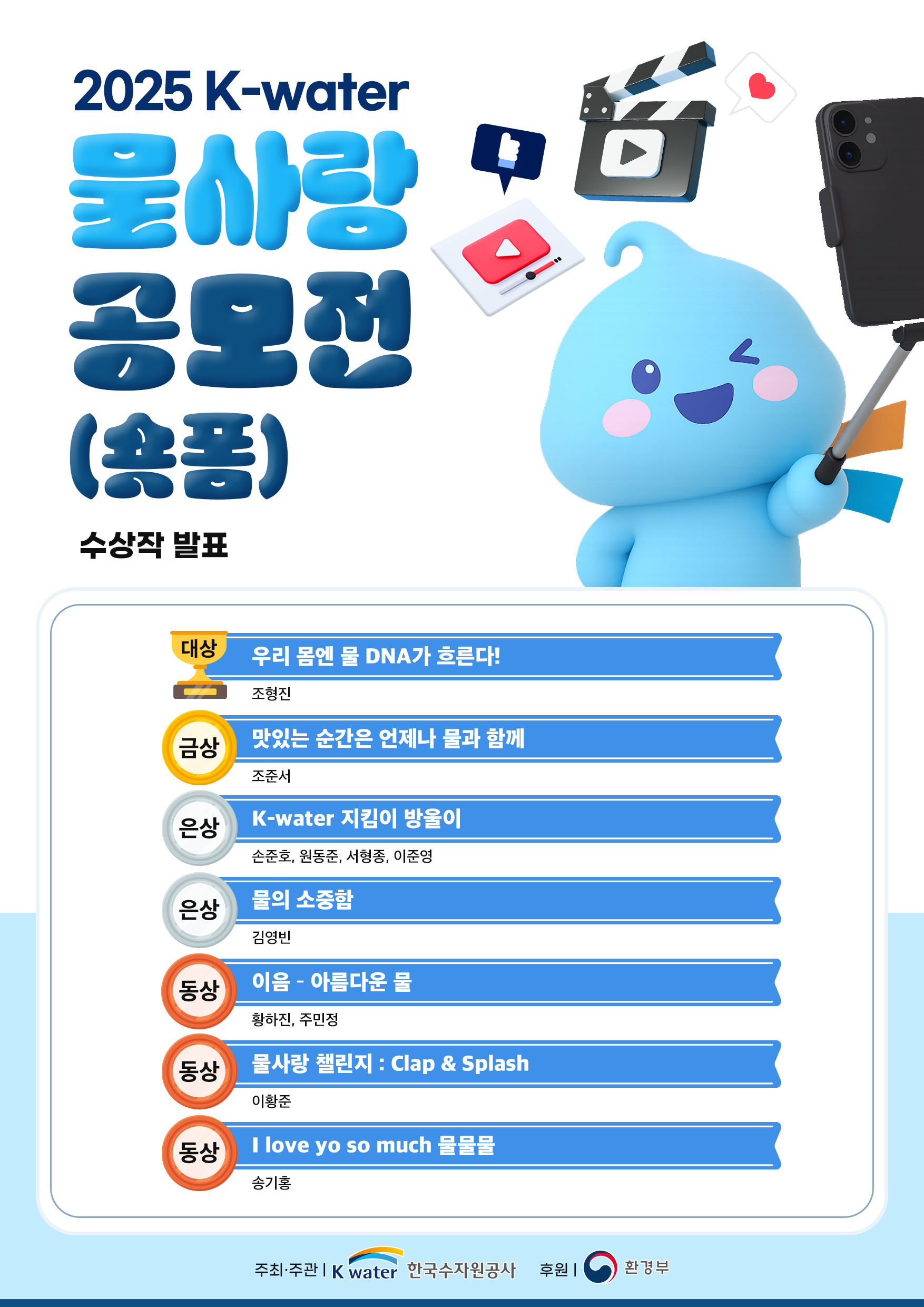 2025 K-water 물사랑공모전(숏폼) 수상작 발표